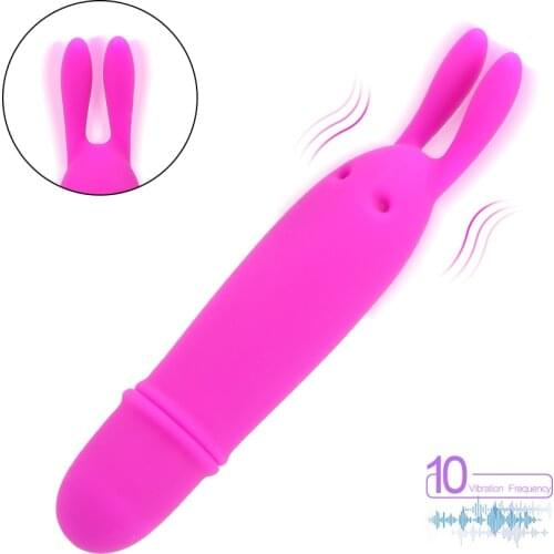 Strong vibration Rabbit Vibrator Sex Toys for Women Silicone Clitoris Stimulator 10 Speed Nipple Massager