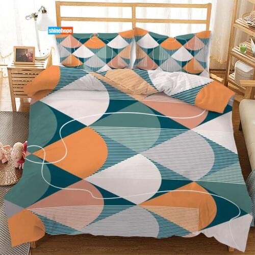 Modern Abstract Ins Style 3PCS Duvet Cover Satin Bedding Set Twin Size 180X220CM Bedspread Nordic Bed Cover