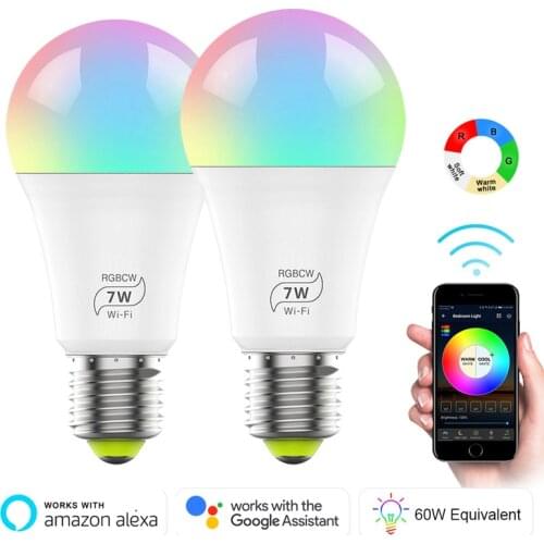 Magic Blue 4.5/7W E27 RGBW Led Light WIFI Bulb Smart Lighting Bluetooth-compatible Lamp Color Change Dimmable AC85-265V For Home