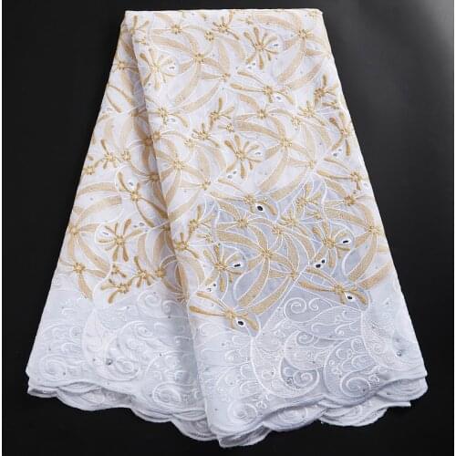 Zhenguiru New High Quality White Flower African Fabric Lace 2021 Swiss Voile Lace Nigeria Sewing For Women Wedding Dress A 2361