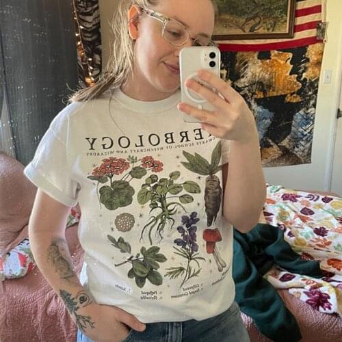 Herbology Plants Tshirt Women HP Inspired Hogwarts School Vegetarianism T-Shirt Magical Withch Tee Halloween Dropshipping Tops