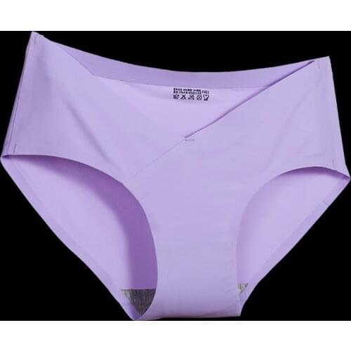 Woman Seamless Low Waist Panties Pregnant Briefs Underwear Abdomen U-shaped Tripe Blue Purple Pink Color M L XL Underwear