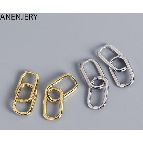 925 Sterling Silver Oval Hoop Earrings For Women Geometric Hot Elegant Love Earrings Gift