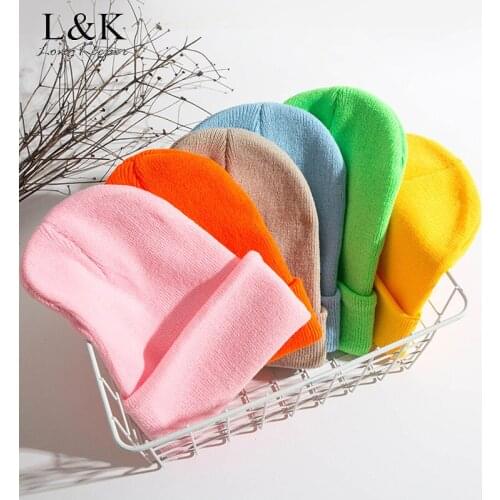 Winter Autumn Knitted Hats for Women Men Soft Solid Color Hip Hop Beanies Hat Female Beanie Warm Bonnet Casual Cap Wholesale