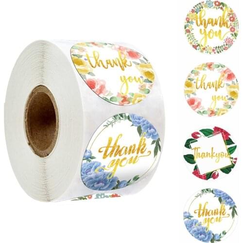 1 inch Stickers Floral Thank You Sticker for Kids Birthday Gift And Reward Toy Box Seal Labels 500pcs/roll Cute Stickers