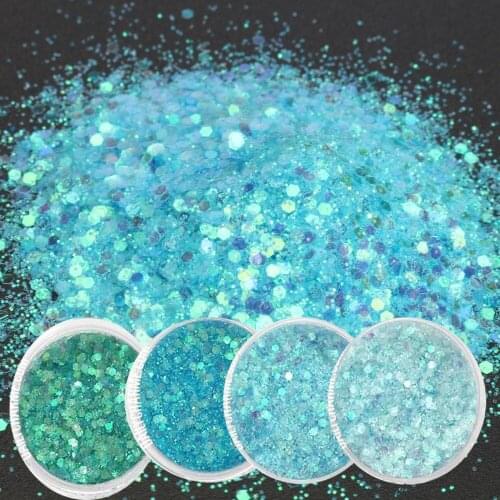 1 BOX 10ML 4 COLORS SEA BLUE GLITTER POWDER SHINING IRIDESCENT MIXED MERMAID LUSTER DECORATION DUST EYE SHADOW, PLA0141