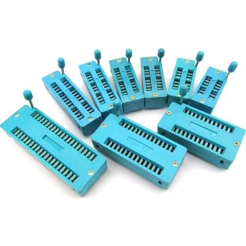 1pcs/lot 14 16 18 20 24 28 32 40 P Pin 2.54 MM Green DIP Universal ZIF IC Socket Test Solder Type IC lock seat zif socket