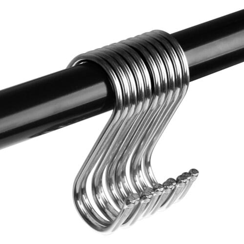 10Pcs/set Stainless Steel Round S Shaped Silver Hooks House Kitchen Pot Pan Hanger Clothes Storage Rack Tool