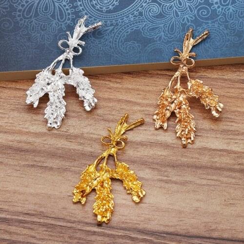 10 PCS 32.5*54mm Metal Alloy Wheat Pendant Connectors KC Gold/Silver Color Charm DIY Jewelry Findings