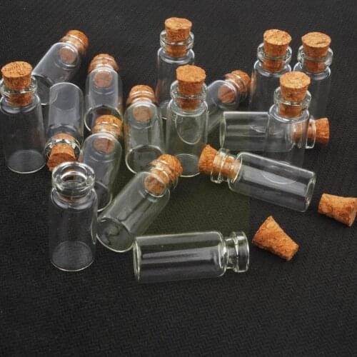 10PCS Mini Small Glass Bottles With Clear Cork Stopper 23x12mm Favor Tiny Jewelry Jars Containers Vials Wedding Message T1T9