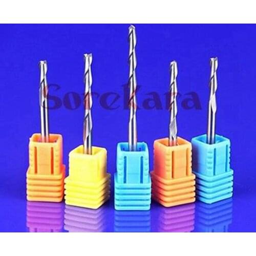 3.175*22mm Carbide CNC Router Bits Two Flutes Spiral End Mills Milling Cutter PVC Cutter For Engraving Carving