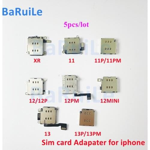 BaRuiLe 5pcs For Iphone XR Dual Sim Card Reader Tray Holder Socket Slot For iphone 11 Adapter Flex Cable Repair Part