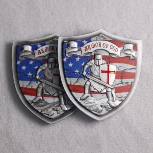 Armor of God EPH 6:10-18 Crusaders Red Cross Challenge Coin Lord Bible Praye Shield Badge