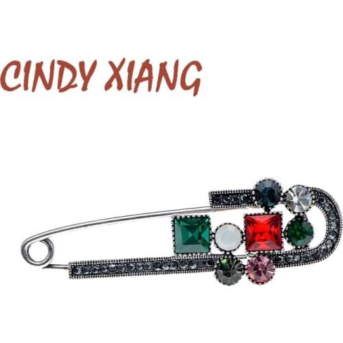 CINDY XIANG Crytsal Safe Pin Brooches For Women Vintage Large Brooch Spring Design Sweater Brooch 3 Colors Available Gift