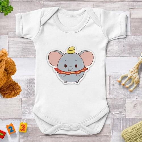 Baby Rompers Newborn Jumpsuits Summer Short Sleeve Flying Elephant Dumbo Printed Cute Baby Girl Bodysuits Baby Boy Clothes Tops