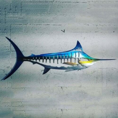 Home Wrought Iron Shark Wall Vintage Art Decor Metal Art Craft Hanging Hollow Out Pendant Wall-mounted Living Room BathroomDecor