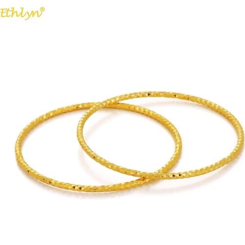 Ethlyn 5.0CM/2PCS Trendy Unadjustable Baby /Kids/Girls/Boys Gold Color Bangles Hand Bracelets Lovely Jewelry MY103