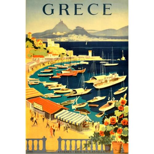 GREECE Vintage Retro Travel Railways Photo Art Film Print Silk Poster for Your Home Wall Decor 24x36inch