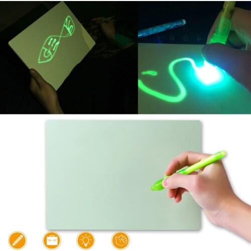 HIINST 2020 NEW HOT A4 Draw With Light In Darkness Childrens Sketchpad Toys Luminous Drawing Board