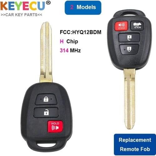 KEYECU FCC: HYQ12BDM H Chip Replacement 2+1 3/ 3+1 4 Button Remote Key Fob for Toyota Rav4 Prius C V Carmy TOY43 Blade