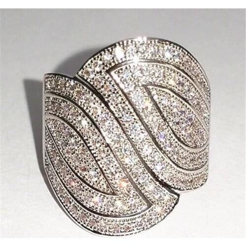 Leaf shape Pave Diamond Ring Real 925 sterling silver Jewelry Engagement Wedding band Rings for Women Bridal Party accessory