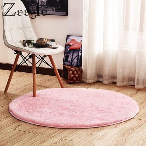 Fluffy Round Carpet Rug for Living Room Bedroom Decor Floor Mat Shaggy Area Rug Long Plush Carpet Kids Room Anti-slip Carpet Rug