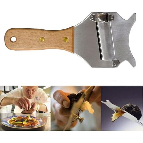 Wood HandleStainless Steel Truffle Cheese Slicer Adjustable Blade Chocolate Shaver Wavy Blade Dessert Cutter Knife Kitchen Tool