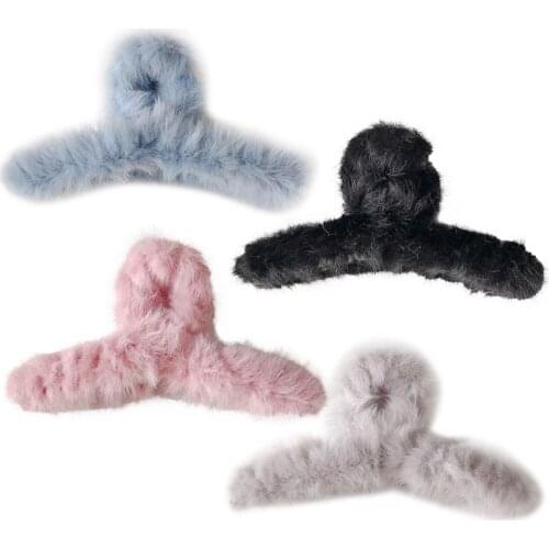Hot Sale Solid Color Claw Clip 4PCS Plush Hair Claws Elegant Large Ponytail Holder Clips Hair Barrette Clamps For Women