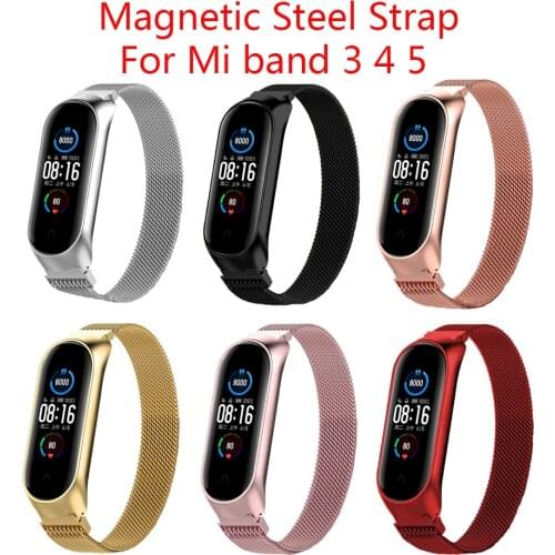 New Magnetic Strap For Xiaomi Mi Band 4 5 3 Wrist Metal Bracelet Screwless Stainless Steel MIband for MiBand 5 4 3 Wristbands