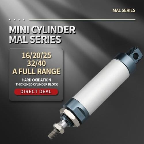 MAL Series Mini Air Pneumatic Cylinders Compressed Air Cylinder Single Piston Bore 16/25/32/40mm Stroke 50/75/100mm