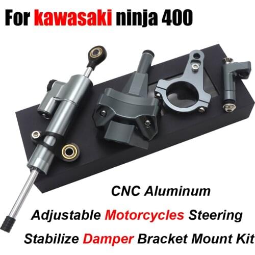 Motorcycle Accessories CNC Aluminum Alloy Steering Damper Stabilizer Mounting Bracket Kits For Kawasaki Ninja 400 2018 2019