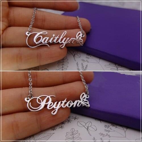Silver Color Butterfly Necklaces Pendants Stainless Steel Custom Name Necklace Women Grils Fashion Jewelry Personalized Collares