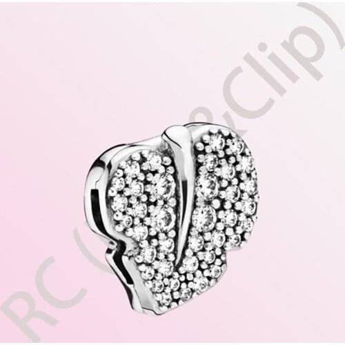 Authentic 925 Sterling Silver Beads Sparkling Leaf Clip Charms Pendant fit Original Pandora Reflexions Bracelets DIY Jewelry