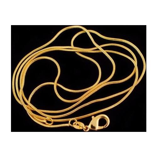 ROLILASON 18 golden plated snake bone chain pendant with chokers chain and clavicle chain Lobster clasp1mm LN704