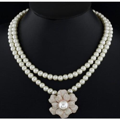 Simple Simulated Pearl Choker Necklaces & Pendants For Women Fashion Elegant Flowers Statement Necklace Collier Femme Bijoux