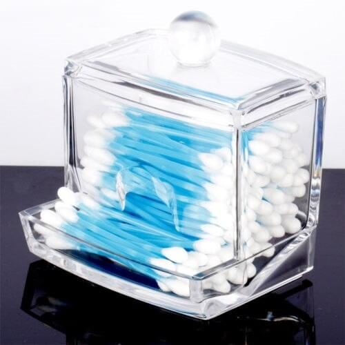 Transparent Acrylic Pads Cosmetic Storage Holder Cotton Swab Holder Box Makeup Home Organiser