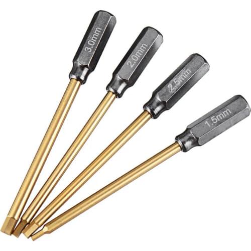 4pcs Durable Hard Alloy Steel Metal 6.35mm Hex Wrenches Screwdrivers Tools Kit 1.5/2.0/2.5/3.0mm for RC Helicopter Model