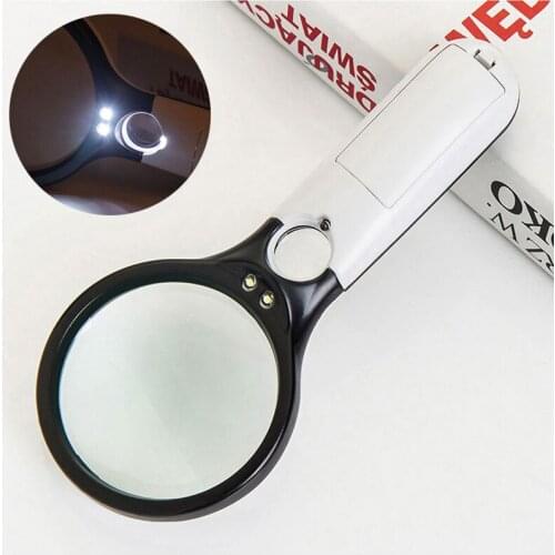 3X 45X Handheld Illuminated Magnifier Microscope Magnifying Glass Repair Tool With 3 LED Reading Map Jewelry for Seniors loupe