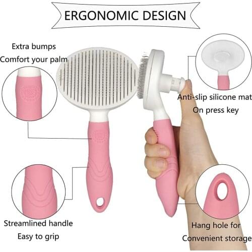 Pet dog Self Cleaning Slicker Brush for Dogs and Cats, Pet Grooming Hair Brush with Pin,Improve Blood Circulation and Massage
