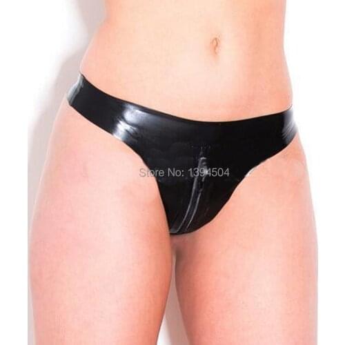2017 Plus Size Hot handmade Sexy black Women Lingerie Latex crotch zipper Underwear Thongs Fetish Under Pants G-string