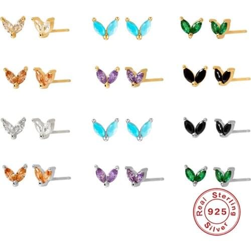 Aide 925 Sterling Silver Minimalist Bling CZ Stud Earrings Piercing Brincos Fine Earring For lover Women Girls Birthday Gift