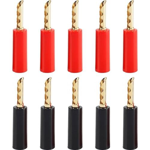 For 4mm speaker banana plug-open screw type, 24K gold-plated brass speaker wire banana plug connector