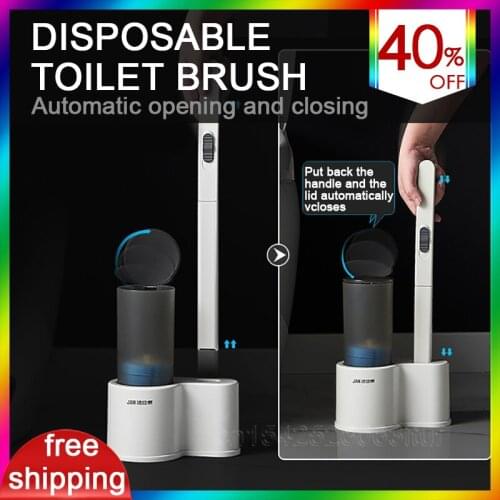 For Home Disposable Toilet Brush Replacement Brush Head Plunger Auto Change Bacteriostasis Decontamination Bathroom Accessories