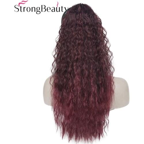 StrongBeauty Long Curly Ponytail Hairpiece Hair Extensions 24 inch Synthetic Heat Resistant Binding Band Hairpiece 6 Colors