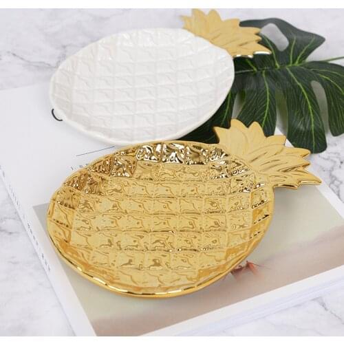 Nordic Golden Pineapple Candy Trinket Dish Jewelry Storage Plate Crockery Tableware fruit tray dishes ceramic food plates