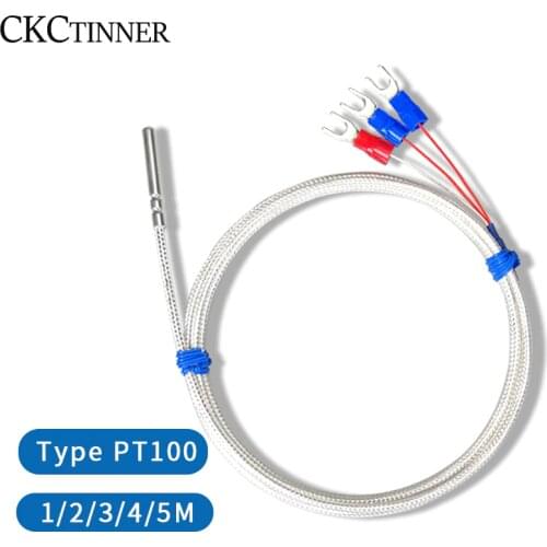 Stainless Steel PT100 Temperature Sensor Thermocouple with 0.5/1/2/3/4/5M Cable Temperature sensing high temperature waterproof