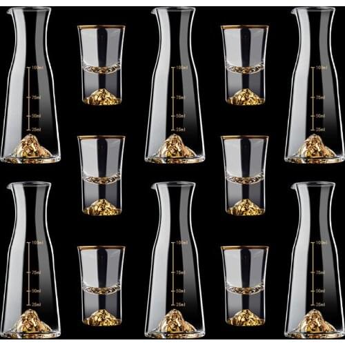 Wine Set Gold Foil White Wine Glass Sake Set Liquor Divider Household Ancient Style liquor gift set for men flagon vodka