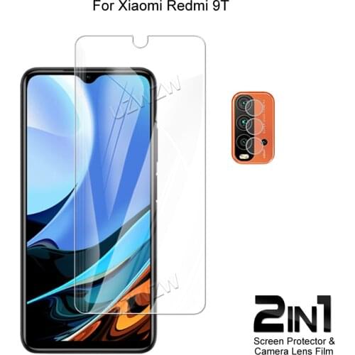 2 in 1 For Xiaomi Redmi 9T Camera Lens Film & Screen Protector Guard Protective HD Tempered Glass Explosion Proof