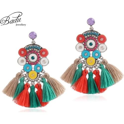Badu Ethnic Earrings Colorful Tassels Women Bohemian Earring Polymer Clay Party Jewlery Daily Wearing Fashion Gift for Girls
