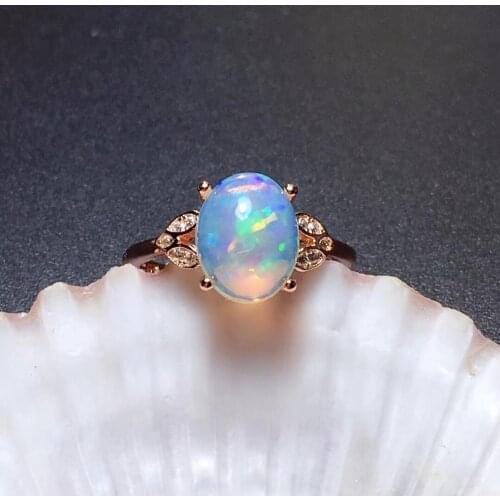 USPS Dropship Tested Natural Opal Rings Woman Changing Color Mysterious Fire Opal, 925 Sterling Silver Open Size Fine Jewelry